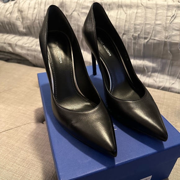 Stuart Weitzman Royal 100 Black Napa Leather Heels - Picture 5 of 11